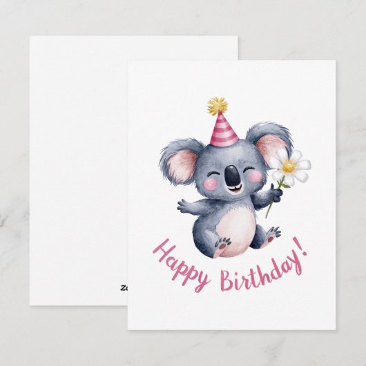 Sweet Koala Birthday Celebration Design Feestdagenkaart (Voorkant / Achterkant)