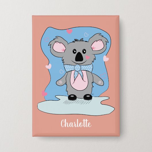 Sweet Koala Kid Valentine's Day Pin Button (Voorkant)
