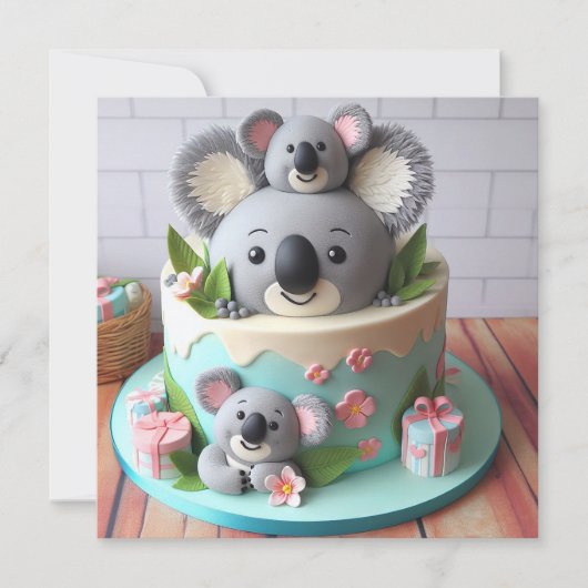 SWEET KOALA THEMA KIDS VERJAARDAGSTAART KAART (Voorkant)