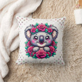 Sweet Koala with Pink Rose Wreath  Kussen (Deken)