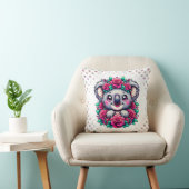 Sweet Koala with Pink Rose Wreath  Kussen (Stoel)