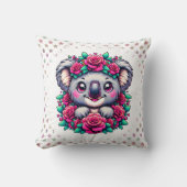 Sweet Koala with Pink Rose Wreath  Kussen (Voorkant)
