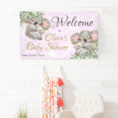 Sweet Koalas Baby shower Roze Welkomstbanner Spandoek (Insitu)
