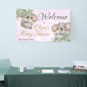 Sweet Koalas Baby shower Roze Welkomstbanner Spandoek (Beurs)