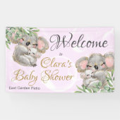 Sweet Koalas Baby shower Roze Welkomstbanner Spandoek (Horizontaal)
