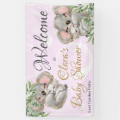 Sweet Koalas Baby shower Roze Welkomstbanner Spandoek (Verticaal)