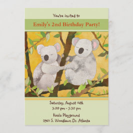 Sweet Koalas Kids Birthday Party Kaart