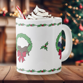 Sweet Lab Puppies Vakantie Kransen Feestelijk Wit Grote Koffiekop