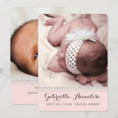 Sweet Lace Baby Girl Foto geboorteaankondiging Aankondiging (Voorkant / Achterkant)