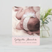 Sweet Lace Baby Girl Foto geboorteaankondiging Aankondiging (Staand voorkant)