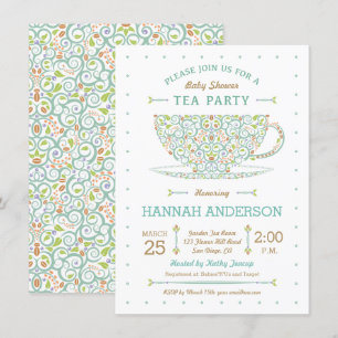 Sweet Lacy Teacup Baby shower Genderneutraal Kaart