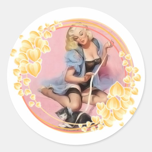 Sweet Lady met kat-Stickers en labels (Voorkant)