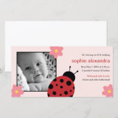 Sweet Ladybug Baby Girl Geboorteaankondiging Aankondiging (Voorkant / Achterkant)