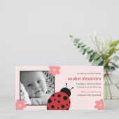 Sweet Ladybug Baby Girl Geboorteaankondiging Aankondiging (Staand voorkant)