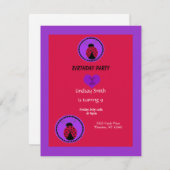 Sweet Ladybug Birthday Invitation Kaart (Voorkant / Achterkant)