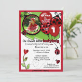 Sweet Ladybug Birthday Invitation SCHATTIG (foto) Kaart (Staand voorkant)