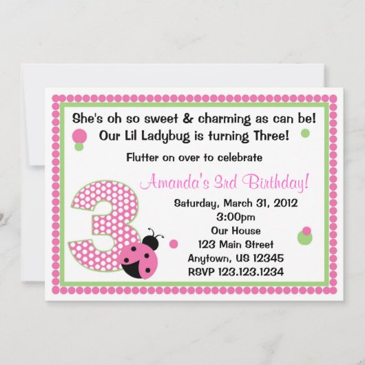 Sweet Ladybug Drie Kaart (Voorkant)