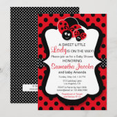 Sweet Ladybug Girl Baby shower Invitation Kaart (Voorkant / Achterkant)