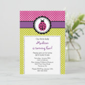Sweet Ladybugs Birthday Invitation Polka Dots Kaart (Staand voorkant)