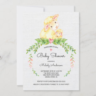 Sweet Lamb Baby shower Invitation Kaart