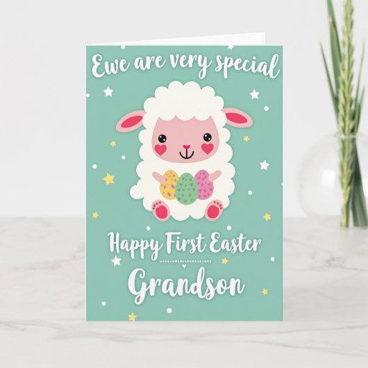 Sweet Lamb Easter Grandson Card Kaart (Voorkant)