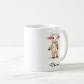 Sweet Lamb in Christmas Pajamas Custom Name Mug Koffiemok (Voorkant rechts)