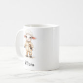 Sweet Lamb in Christmas Pajamas Custom Name Mug Koffiemok (Voorkant links)
