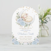 Sweet Lamb Moon Blue Floral Boy Baby shower Arch Kaart (Staand voorkant)