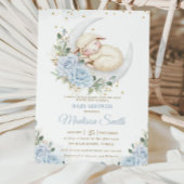 Sweet Lamb Moon Soft Blue Floral Boy Baby shower Kaart