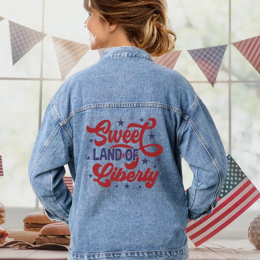 Sweet Land of Liberty 4 juli Patriottisch Denim Jacket