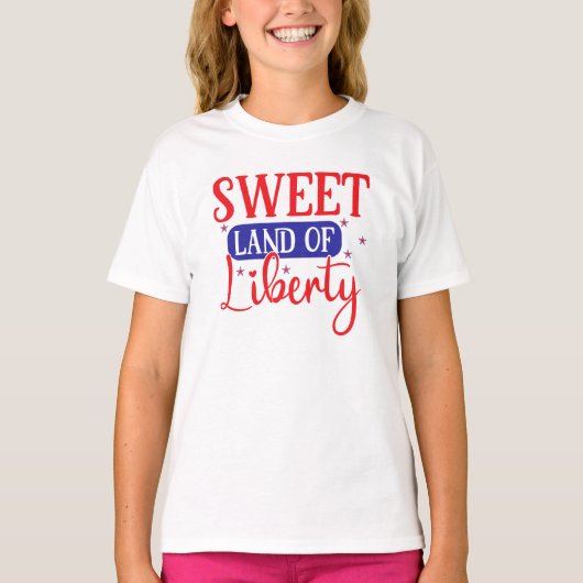 Sweet Land of Liberty 4th July T-Shirt for Kids (Voorkant)