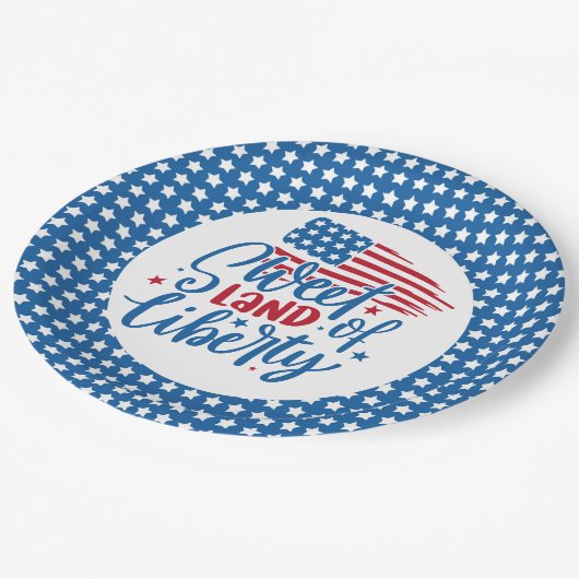 Sweet Land of Liberty Blue Stars Patriottisch Papieren Bordje (Gekanteld)