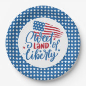 Sweet Land of Liberty Blue Stars Patriottisch Papieren Bordje (Voorkant)