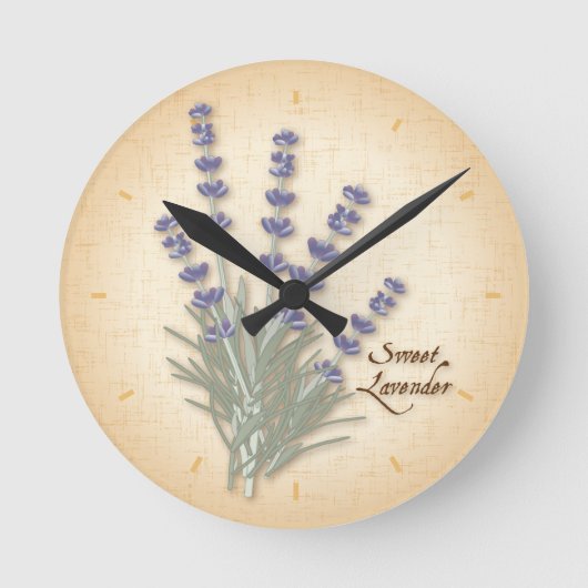 Sweet Lavender Herb en Flowers Ronde Klok (Voorkant)