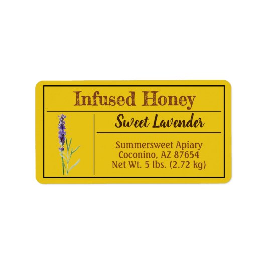 Sweet Lavender Infused Honey Product Etiket (Voorkant)