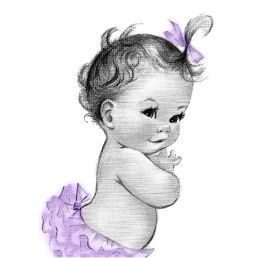 Sweet  Lavener Paarse Baby Meisje Douche Staand Fotobeeldje (Voorkant)