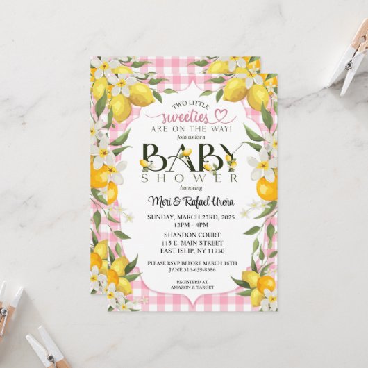 Sweet Lemon Bliss: een Baby shower om te onthouden Kaart (Voorkant / Achterkant in situ)