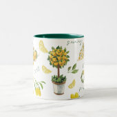 Sweet Lemon Botanical Waterverf Gepersonaliseerd Tweekleurige Koffiemok (Center)