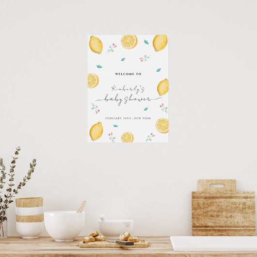 Sweet Lemon Citrus Fruit Baby shower Welkom Poster (Keuken)