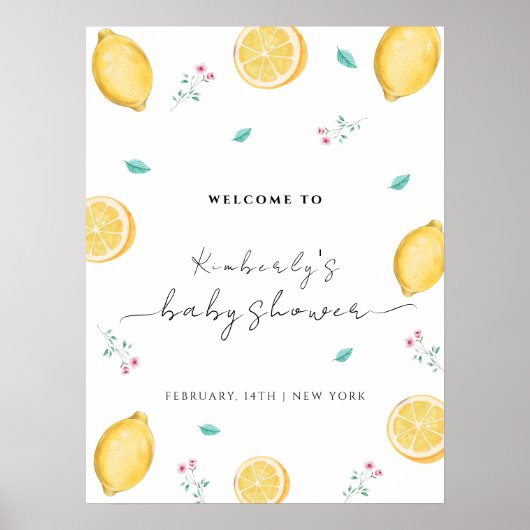 Sweet Lemon Citrus Fruit Baby shower Welkom Poster (Voorkant)