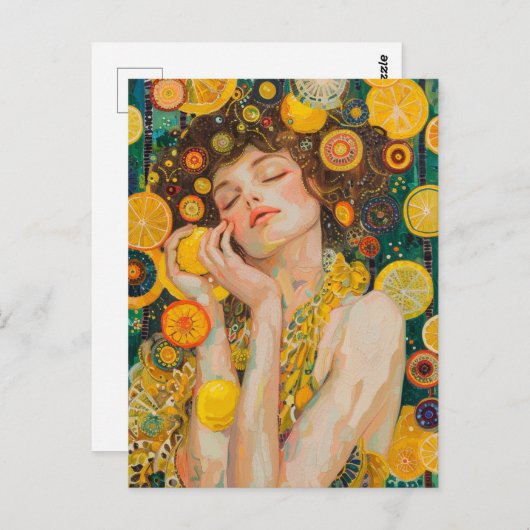 Sweet Lemon Dreams Klimt Style AI Briefkaart (Voorkant / Achterkant)