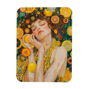 Sweet Lemon Dreams Klimt Style AI Magneet