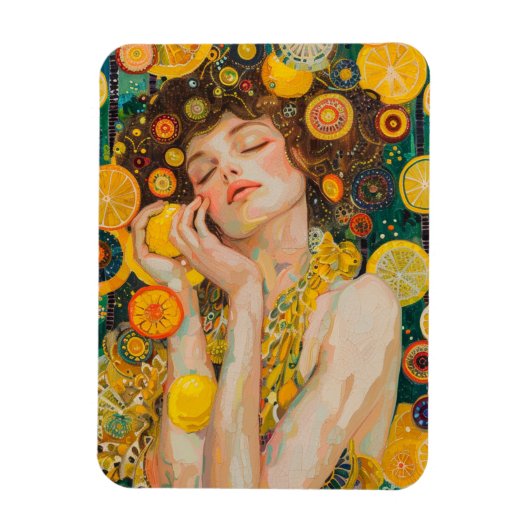 Sweet Lemon Dreams Klimt Style AI Magneet (Verticaal)