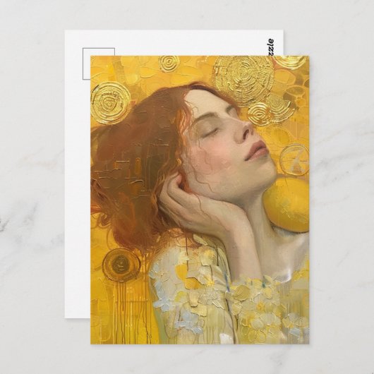 Sweet Lemon Dreams Klimt Style Briefkaart (Voorkant / Achterkant)