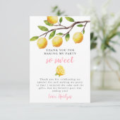 Sweet Lemon Girls Birthday Party  Bedankkaart (Staand voorkant)