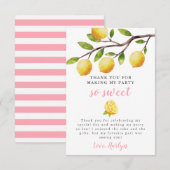 Sweet Lemon Girls Birthday Party  Bedankkaart (Voorkant / Achterkant)