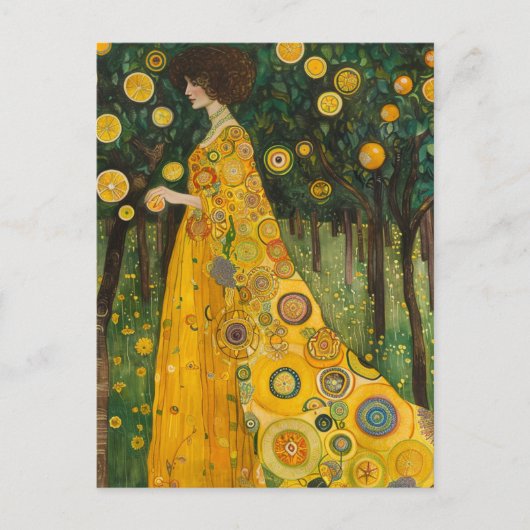 Sweet Lemon Trees Vrouw in Klimt Style Briefkaart (Voorkant)