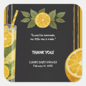 Sweet Lemonade Chalkboard Stand Baby shower Vierkante Sticker (Voorkant)