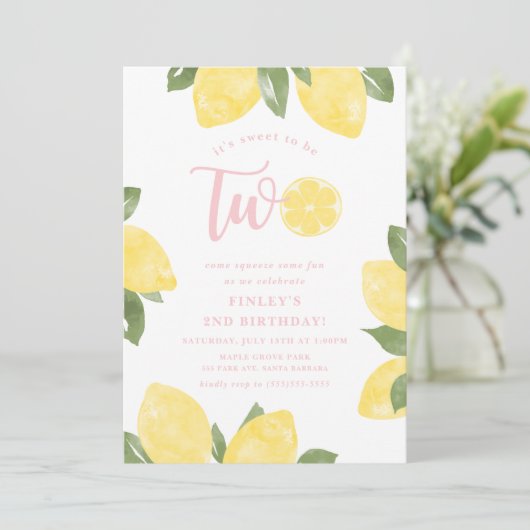 Sweet Lemons 2e verjaardag Uitnodiging (Staand voorkant)