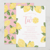 Sweet Lemons 2e verjaardag Uitnodiging (Voorkant / Achterkant)